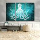 Green Octopus Abstract Wall Art Canvas Print