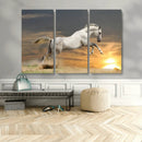 Large Wall Art Canvas Print – White Jumping Horse Sunset
