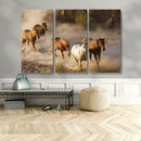 Large Wall Art 5 Horses Running on Sand Canvas Print