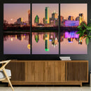 Colorful Dallas City Lights Night Skyline Wall Art Print
