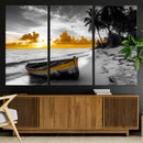 Yellow Rowboat Wall Art – Framed Tropical Shoreline Canvas by MyGreatCanvas | Canvas Wall Art Prints | Photo Prints & Wall Decor