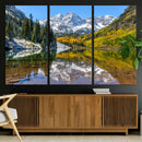 Maroon Bells Wall Art – Framed Snowy Mountain Canvas by MyGreatCanvas | Canvas Wall Art Prints | Photo Prints & Wall Decor