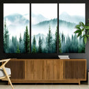 Pine Forest Wall Art Canvas Print – Misty Mountains Foggy