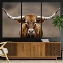 Texas Longhorn Wall Art Canvas Print – Brown Bull Rustic