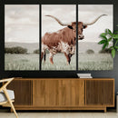 Texas Longhorn Wall Art Canvas Print – Framed Spotted Cattle by MyGreatCanvas | Canvas Wall Art Prints | Photo Prints & Wall Decor