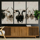 Longhorn Cattle Wall Art Canvas Print – Framed Bison Herd