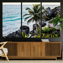 Tropical Coastline Wall Art Canvas Print – Framed Palm Tree