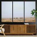 Foggy Plains Wall Art Canvas Print – Framed Horseback Riders