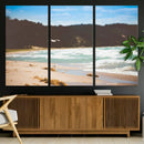 Tranquil Beach Scene Wall Art Canvas Print – Framed Blue
