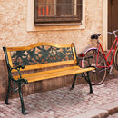 Garden Bench Chair Outdoor Wooden Loveseat with Iron Armrest by LJGDeals