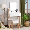 Vanity Table Set with Cushioned Stool and Large Mirror by LJGDeals