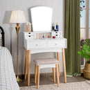 Makeup Vanity Set with 6 Drawers and Unique Shape Mirror by LJGDeals