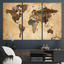 Push Pin World Map Canvas Print – Framed Travel Tracker Wall