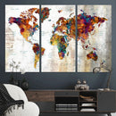 Vintage World Map Canvas Wall Art Print, Warm Tone Global by MyGreatCanvas | Canvas Wall Art Prints | Photo Prints & Wall Decor