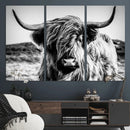 Highland Cow Wall Art – Black and White Framed Farmhouse by MyGreatCanvas | Canvas Wall Art Prints | Photo Prints & Wall Decor