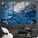 Navy Blue Canvas Art Abstract Print – Elegant Triptych
