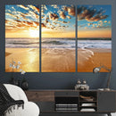 Golden Sunset Beach Print Canvas Wall Art, Giclee Canvas