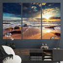 Golden Hour Beach Sunset Canvas Triptych, Ocean Waves and by MyGreatCanvas | Canvas Wall Art Prints | Photo Prints & Wall Decor
