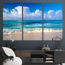 Tropical Beach 3-Panel Canvas Wall Art – Serene Ocean Waves