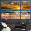 Golden Sunset Beach Canvas Wall Art – Triptych Seascape by MyGreatCanvas | Canvas Wall Art Prints | Photo Prints & Wall Decor