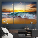 Golden Sunset Ocean Waves Wall Art Canvas Print – Multi