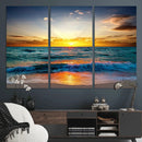 Vibrant Ocean Sunrise Over Golden Beach Waves, Giclee Canvas by MyGreatCanvas | Canvas Wall Art Prints | Photo Prints & Wall Decor