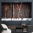 Vintage Ski Gear Canvas Print, Vintage Ski Gear Against