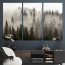 Foggy Mountain Wall Art | 3-Panel Foggy Forest and Mountain