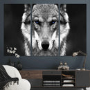 Black and White Wild Wolf Wall Art Canvas Print