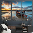 Small Boat At The Beach Sunset Wall Art, Boat Sunset Wall