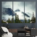 Mountain Mist Canvas Wall Art Print | 3-Panel Foggy Forest