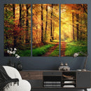 Sunlight Through Trees Wall Art Canvas Print - Autumn Forest