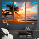 Palm Tree Sunset On The Beach Wall Art Canvas, Framed Palm by MyGreatCanvas | Canvas Wall Art Prints | Photo Prints & Wall Decor