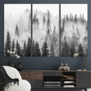Forest Wall Art Print | Foggy Pine Forest Canvas Wall Art -