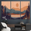 Modern Boho Sunset Canvas Print, Mountain Landscape Triptych