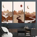 Boho Wall Art Canvas Print Set Mid-Century Prints Bohemian