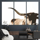Texas Longhorn Wall Art Canvas Print | 3-Panel Large