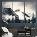 Forest Mountain Print - Black and White Canvas Wall Art with