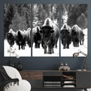 Bison Herd in Snow Wall Art Canvas Print | Rustic Western