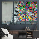 Banksy Colorful Street Graffiti Canvas Wall Art Print, by MyGreatCanvas | Canvas Wall Art Prints | Photo Prints & Wall Decor