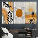 Modern Boho Sun and Leaf Abstract Art – 3-Panel Giclée by MyGreatCanvas | Canvas Wall Art Prints | Photo Prints & Wall Decor