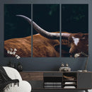Texas Longhorn Bull Wall Art Canvas Print - Large Framed