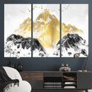 Golden Mountain Triptych Wall Art Canvas Print, Modern