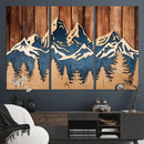 Rustic Wood Style Mountain Wall Art, Nature Forest Canvas