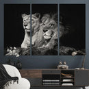 Lion Couple Wall Art Canvas Print – Elegant Black and White