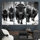 American Bison Art | Buffalo Herd Wall Art Canvas Print, BW