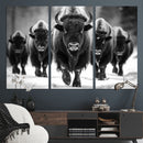 American Bison Art | Buffalo Herd Wall Art Canvas Print, BW