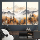 Abstract Mountain Wall Art | Misty Mountain Forest and