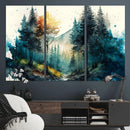Watercolor Trees Forest Abstract Wall Art Canvas Print,