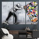 Banksy Art Behind the Curtain Street Wall Art Canvas Print |